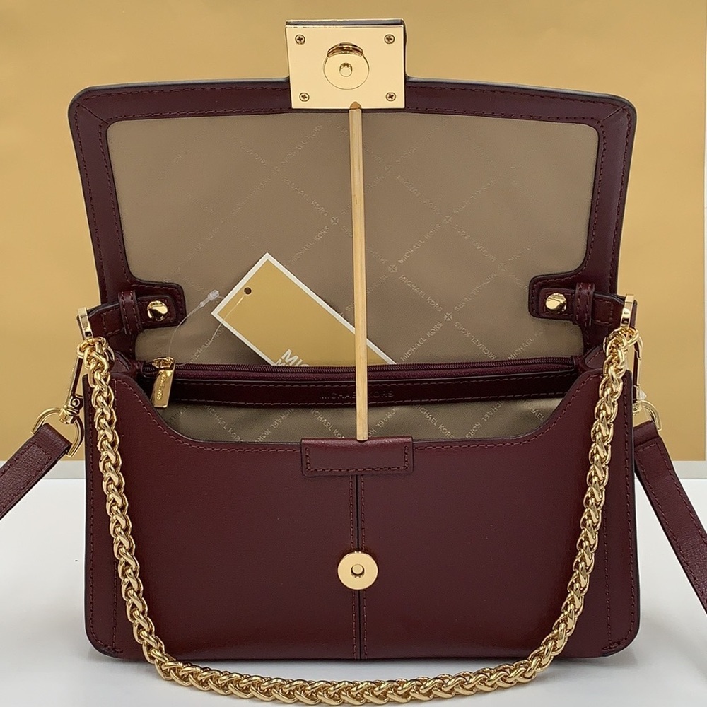 MICHAEL KORS SONIA MEDIUM EAST WEST SHOULDER CROSSBODY BAG MERLOT COLOR - Picture 8 of 15